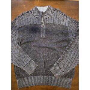 F/X Fusion Mens Blue Cotton Cable Knit 1/4 Zip Sweater Pullover XXL